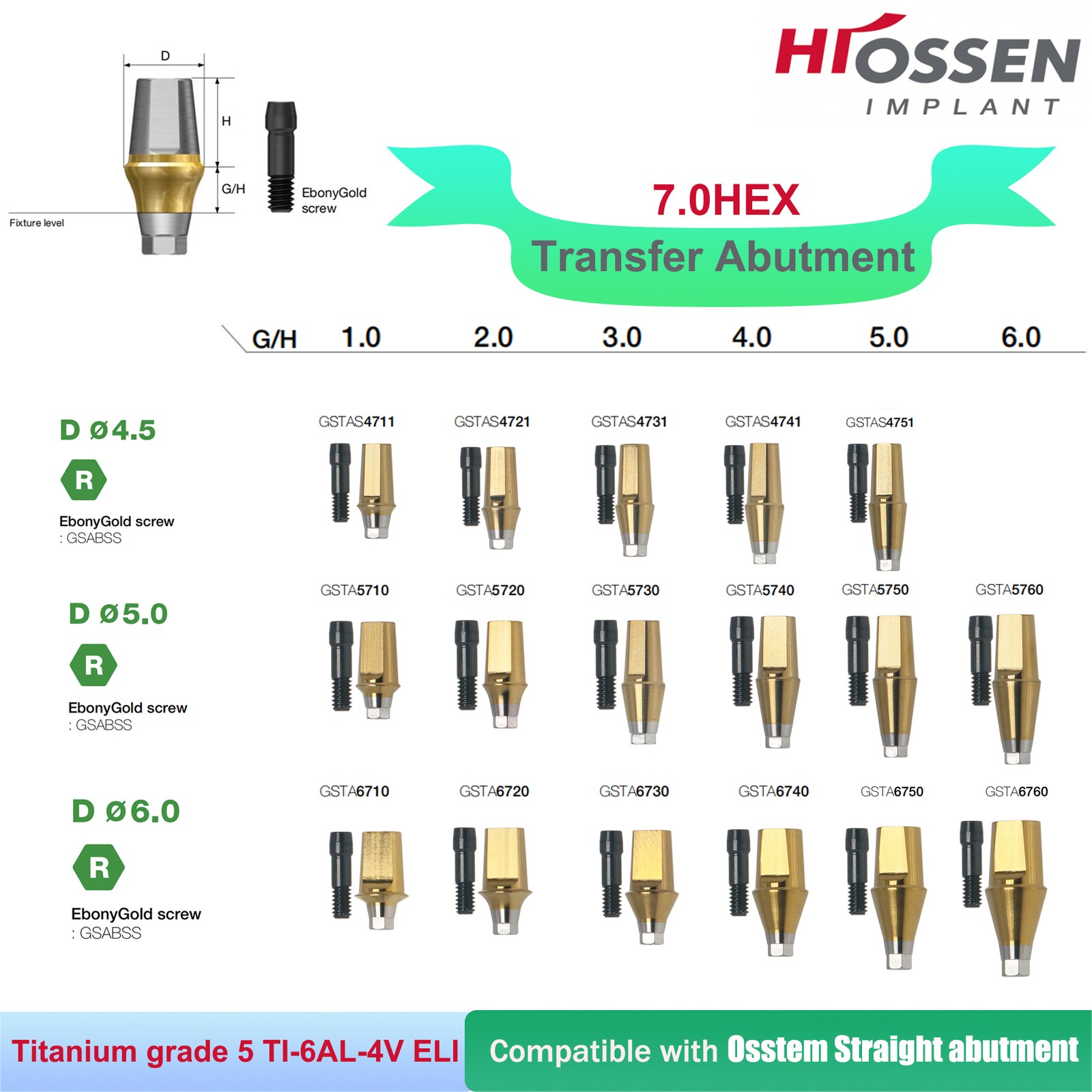 Hiossen Dental Locator/Healing/Straight Abutment/17° Angled Transfer Impression