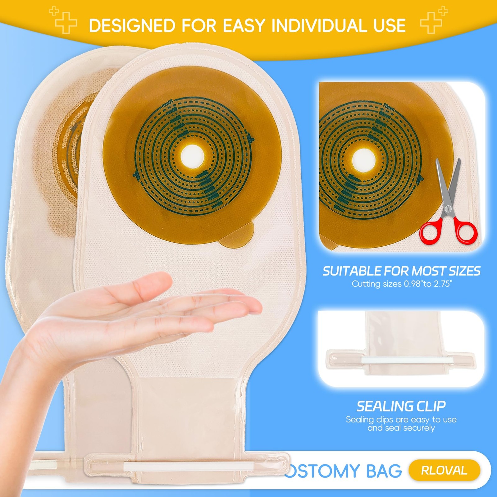 20 PCS Colostomy Bags, Ostomy Supplies, one Piece Drainable One-piece Model