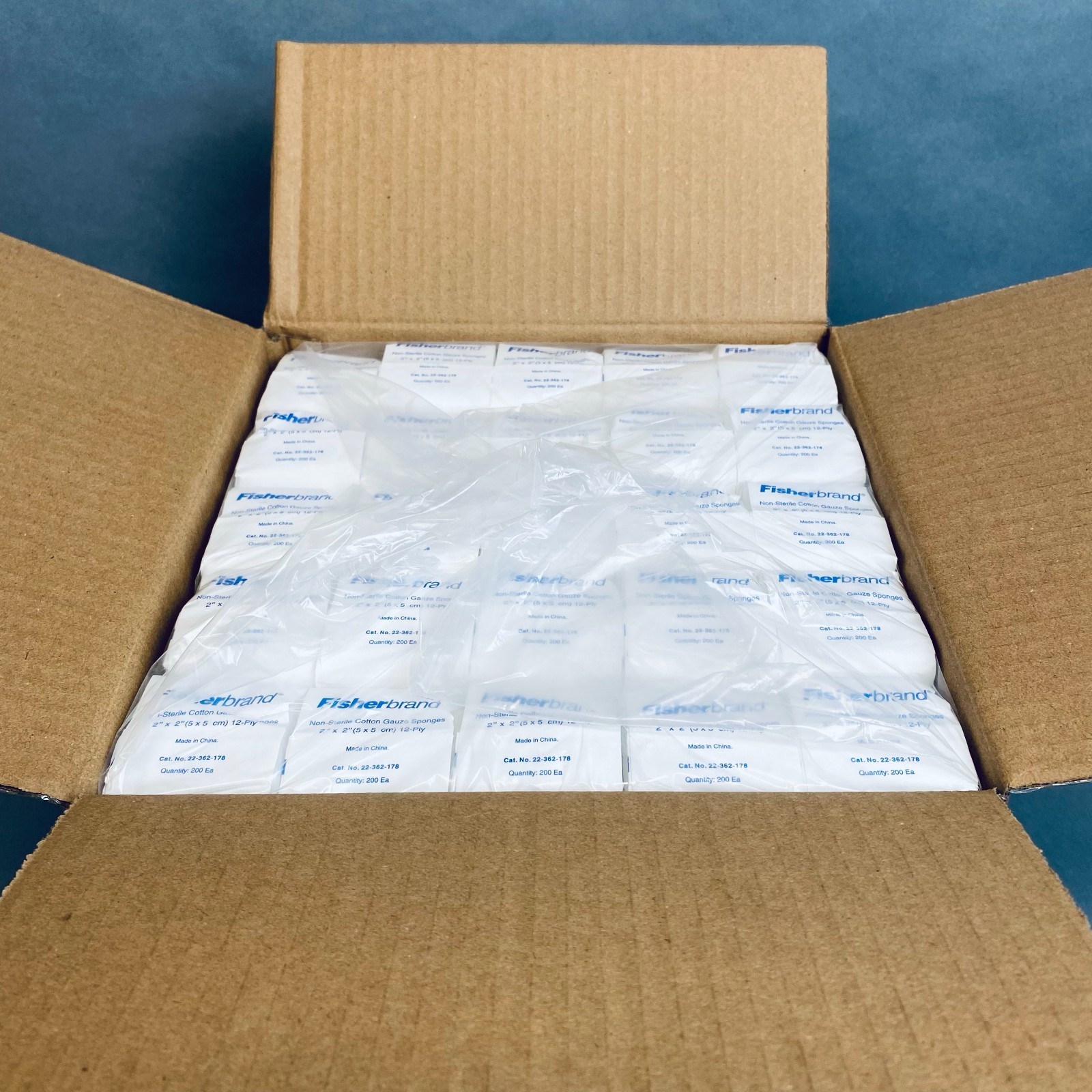 Fisherbrand Cotton Gauze Sponge 2 x 2 in. 12 Ply Case of 5000 Sponges