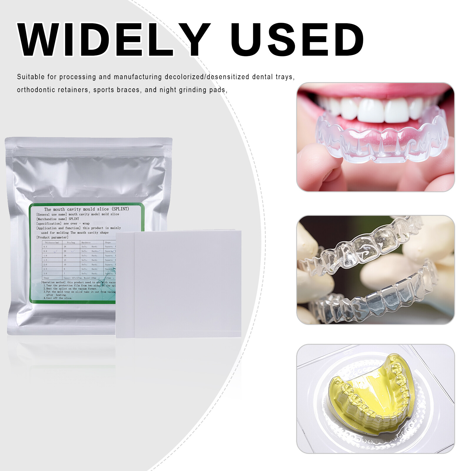Dental Thermoforming Material 1.0mm Hard/Soft Orthodontic Splint Retainer Slice