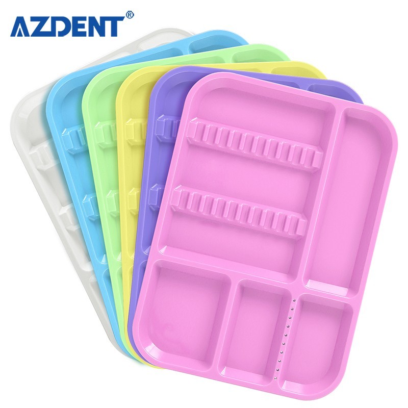 AZDENT Dental Instrument Separate Divided Tray Autoclavable Plastic Set Up Trays
