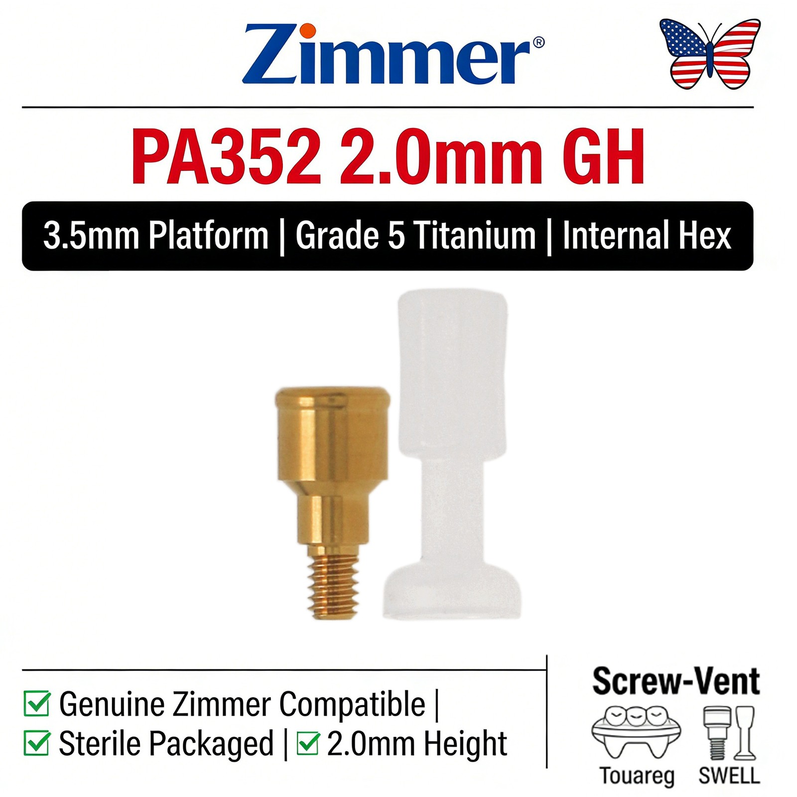 US LOCATOR Abutment Anchor for Zimmer 3.5/4.5 Platform TSV/BEGO/Cortex/Adin/MIS