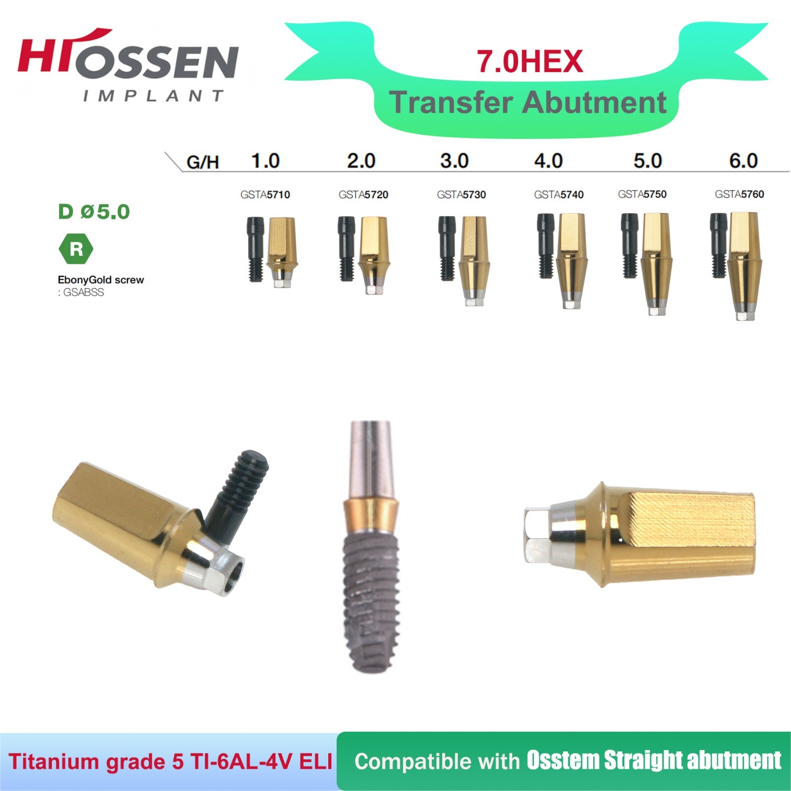 Implant Sinus Lift Temporary/Straight Transfer/Angled Abutments Fits Hiossen Oss
