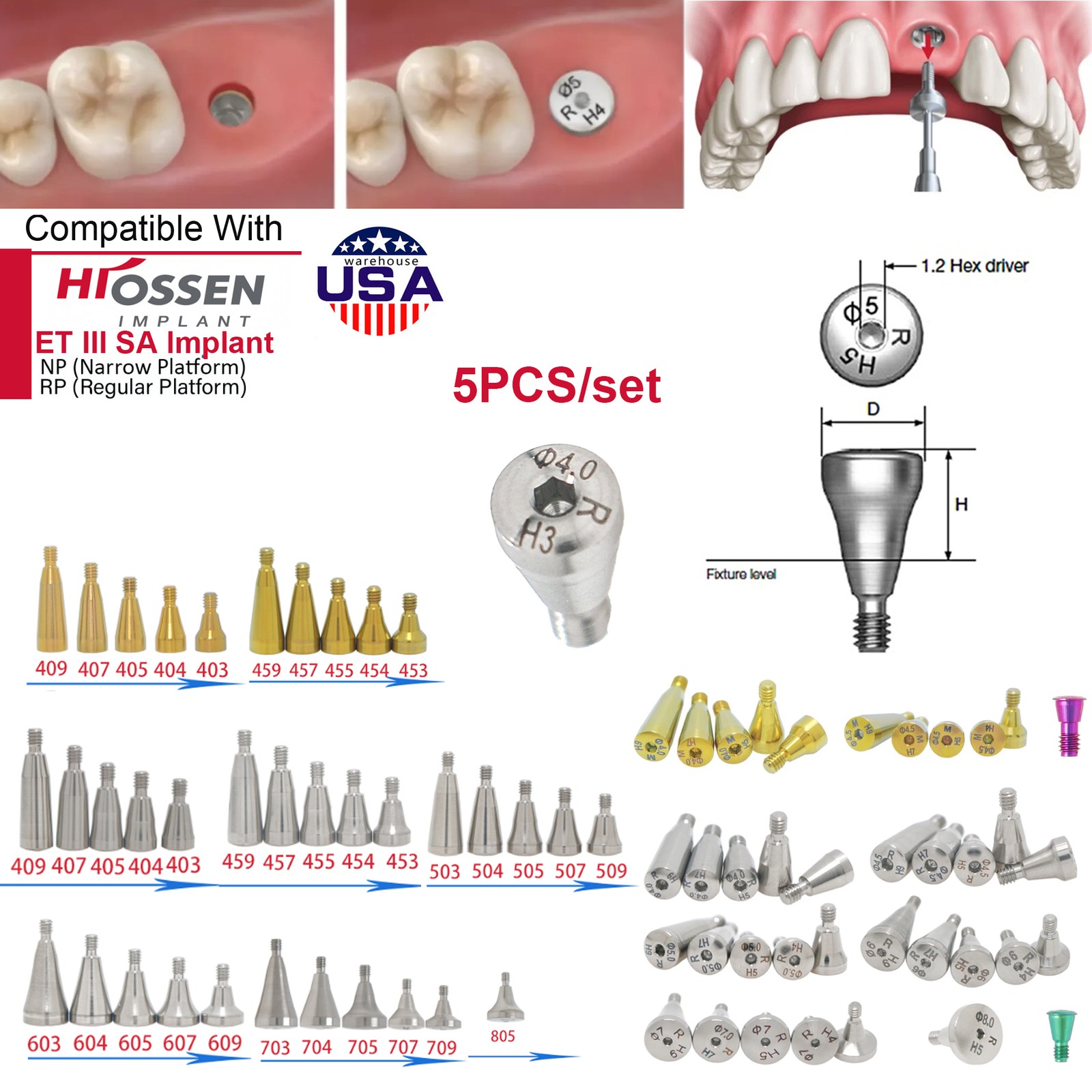 Hiossen Dental Locator/Healing/Straight Abutment/17° Angled Transfer Impression