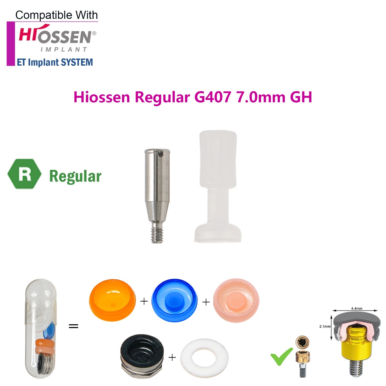 Dental Locator Overdenture Abutment Male Cap Inserts fit HIOSSEN Osstem Regular