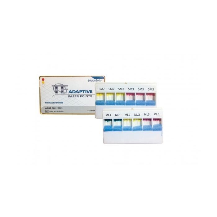 Endodontics Obturation TF Adaptive Paper Points Asst SM2 & SM3 By Kerr (100/Pk)