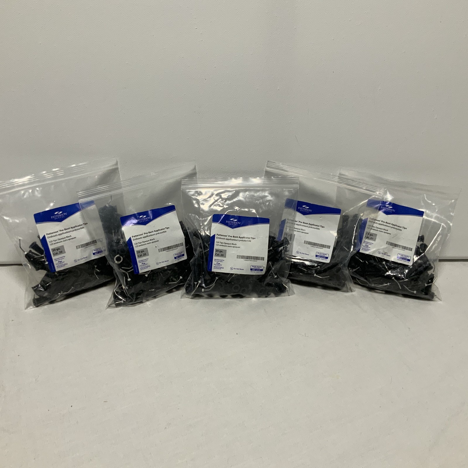 Patterson Dental Pre-bent Applicator tips Bundle black 625 count 5 bags of 125
