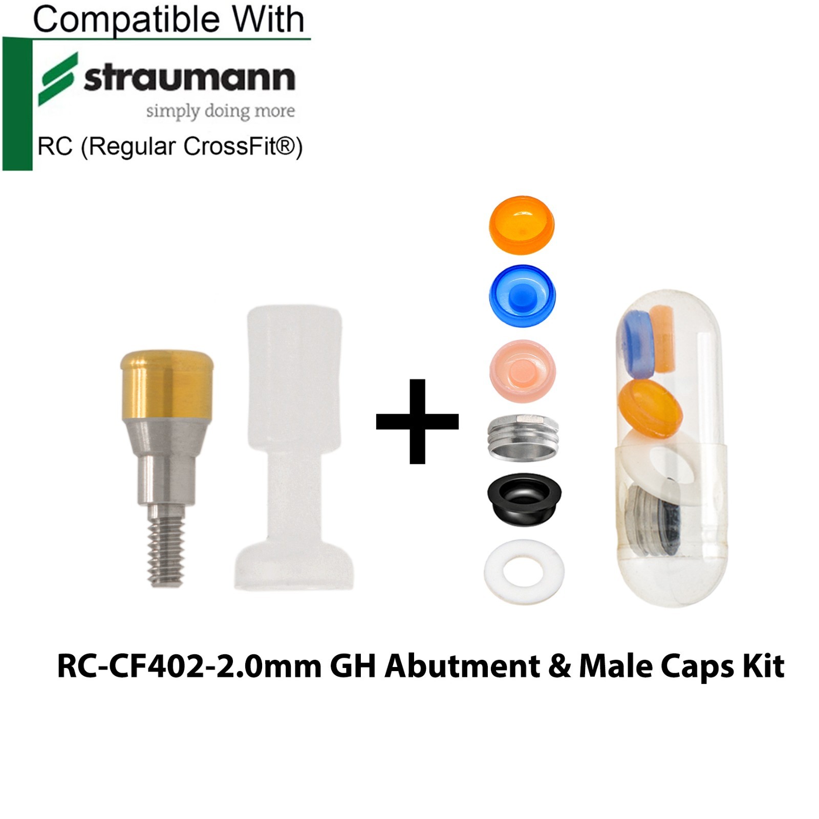Fits Straumann ITI Dental RC Overdenture Locator Abutments 1-5mm & Male Caps Kit
