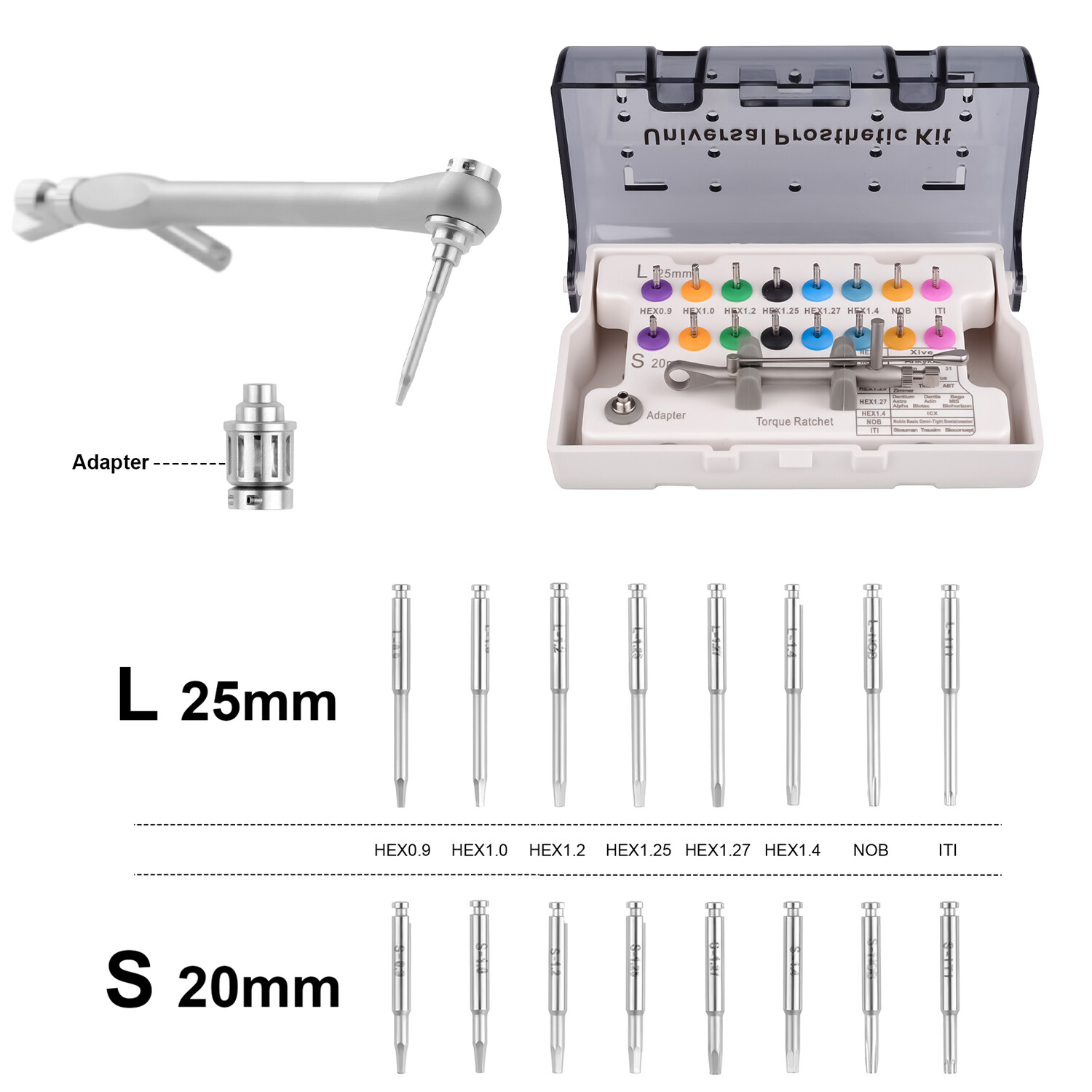 Universal Implant Repair Prosthetic Restoration Tool Kit Screwdrivers Wrench L/S