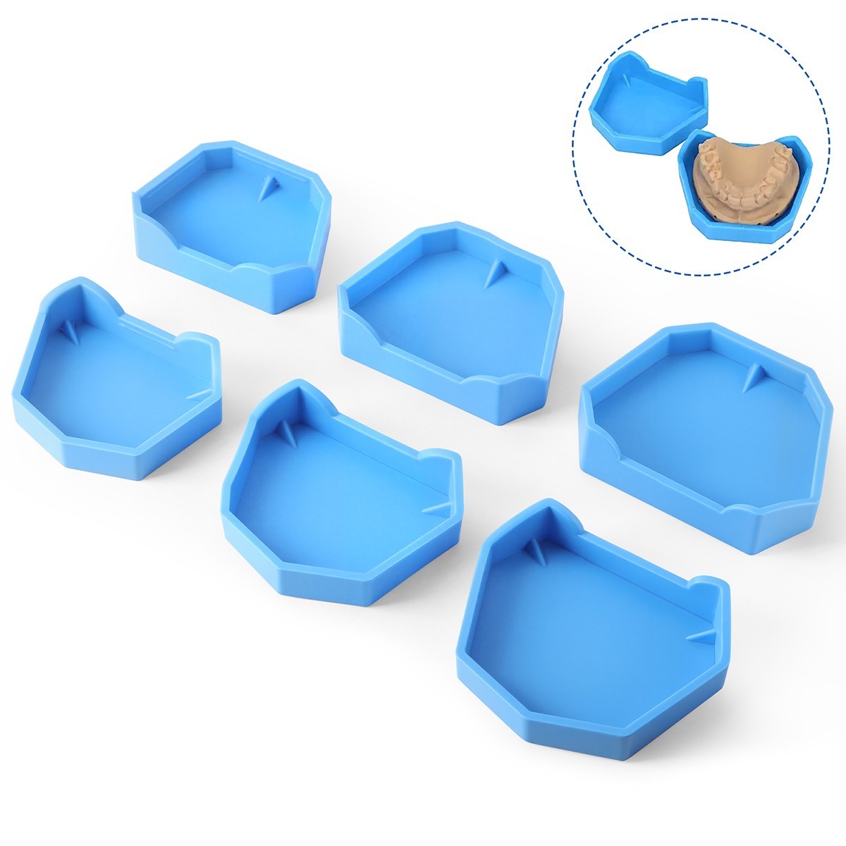 6pcs AZDENT Dental Lab Model Base Former Molds for Stone Tray Loading S, M, L