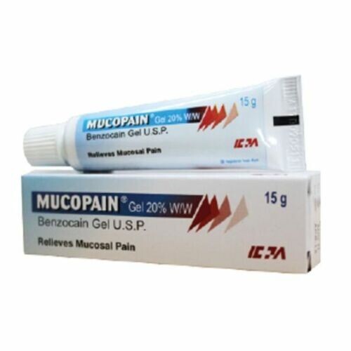 MUCOPAIN Dental Mucosal Gel for Instant Mucosal Pain Relief 15g Tube ICPA