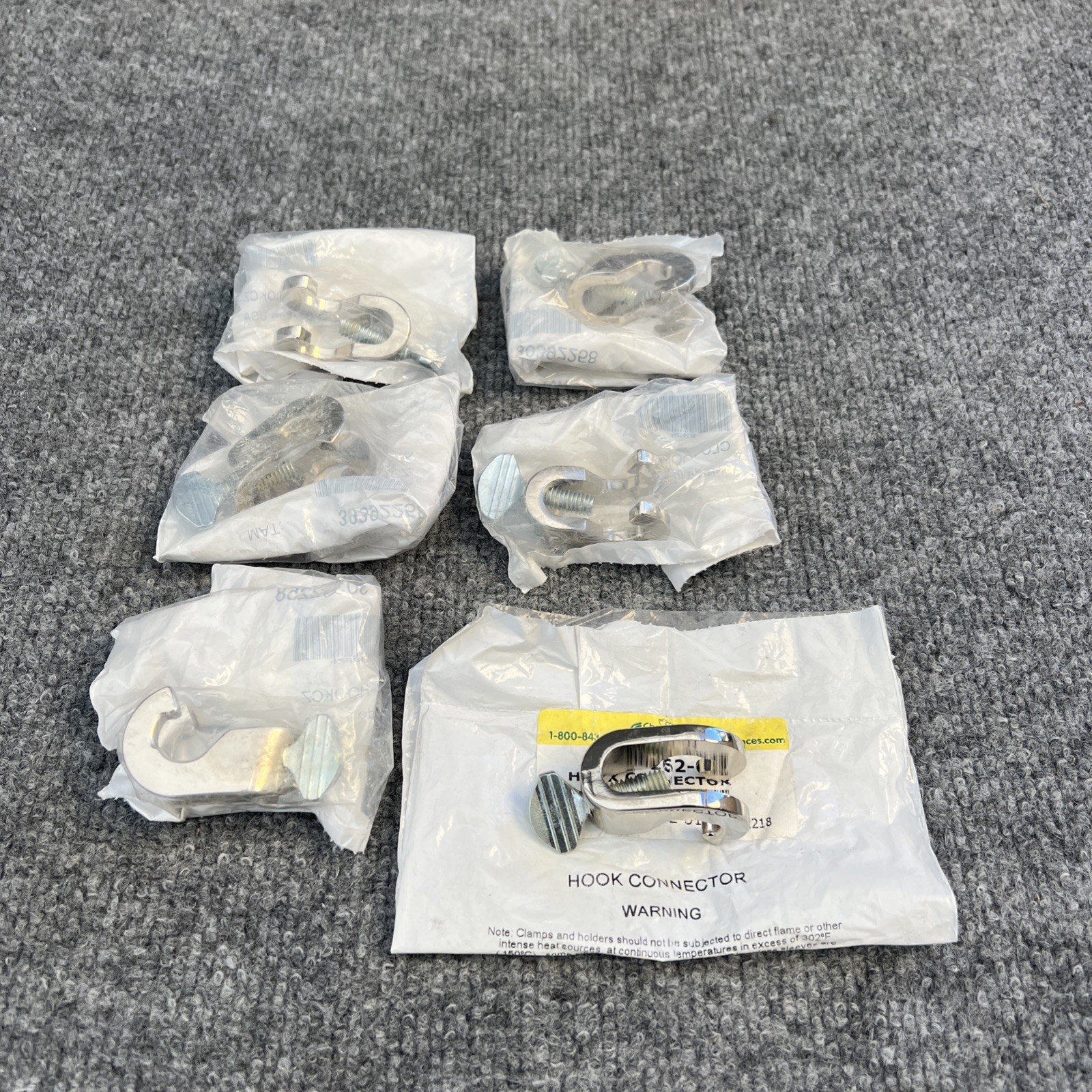 Lot of 6 – CHEMGLASS 1/2” Diameter Hook Connector CG-9262-01 (1/pk)