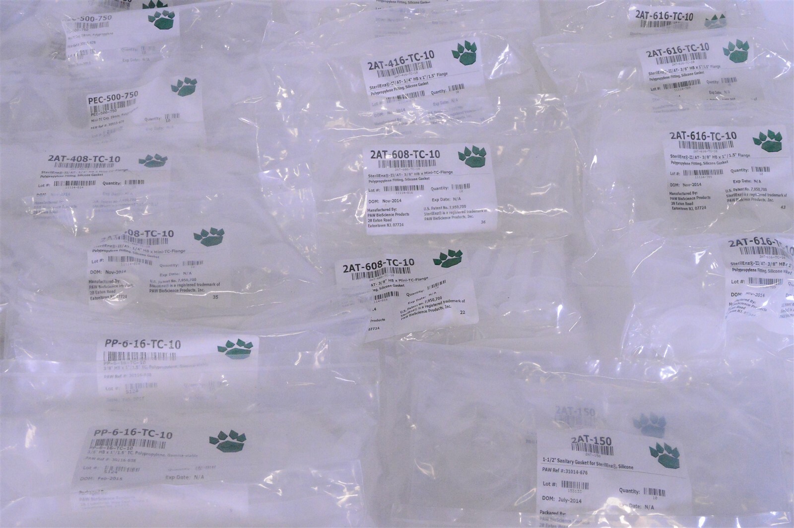 Lot of PAW BioScience Polypropylene Gaskets Mini-TC Caps Gamma-Stable