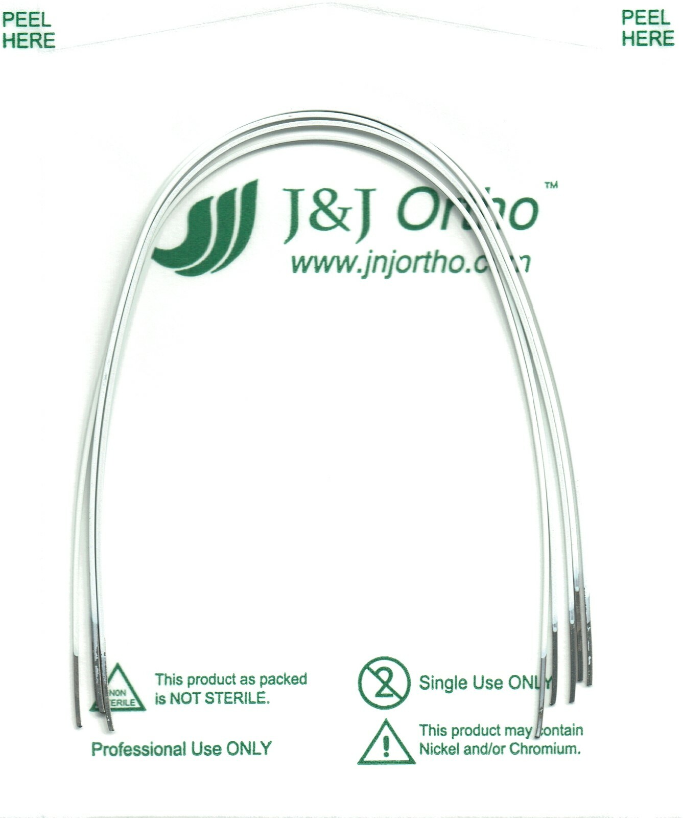 J&J Ortho™ Orthodontic White Coated Arch Wire Ovoid / Natural Optional (5/pk)