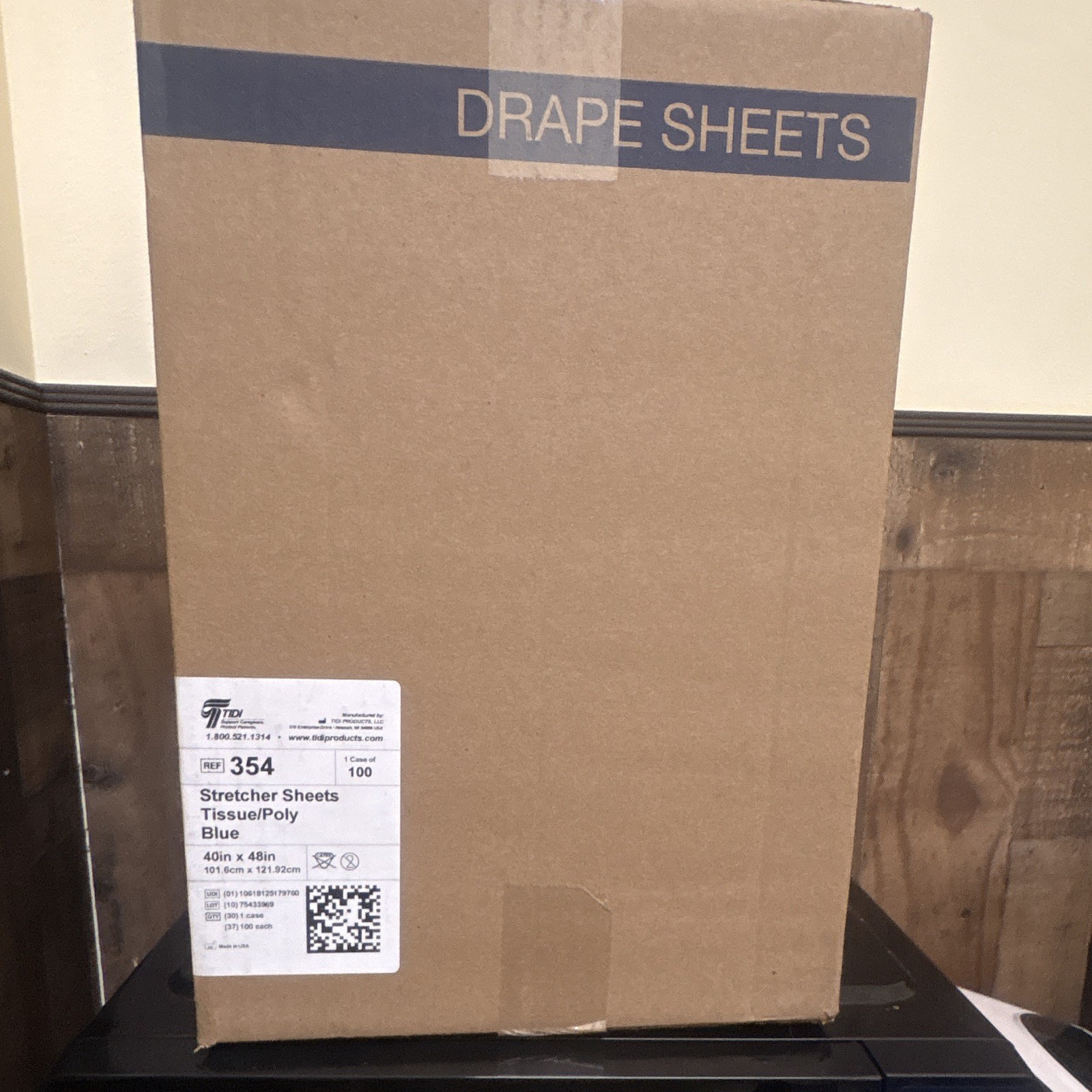TIDI Tissue/Poly Blue Stretcher Sheets 40×48″ MPN 354 Case of 100