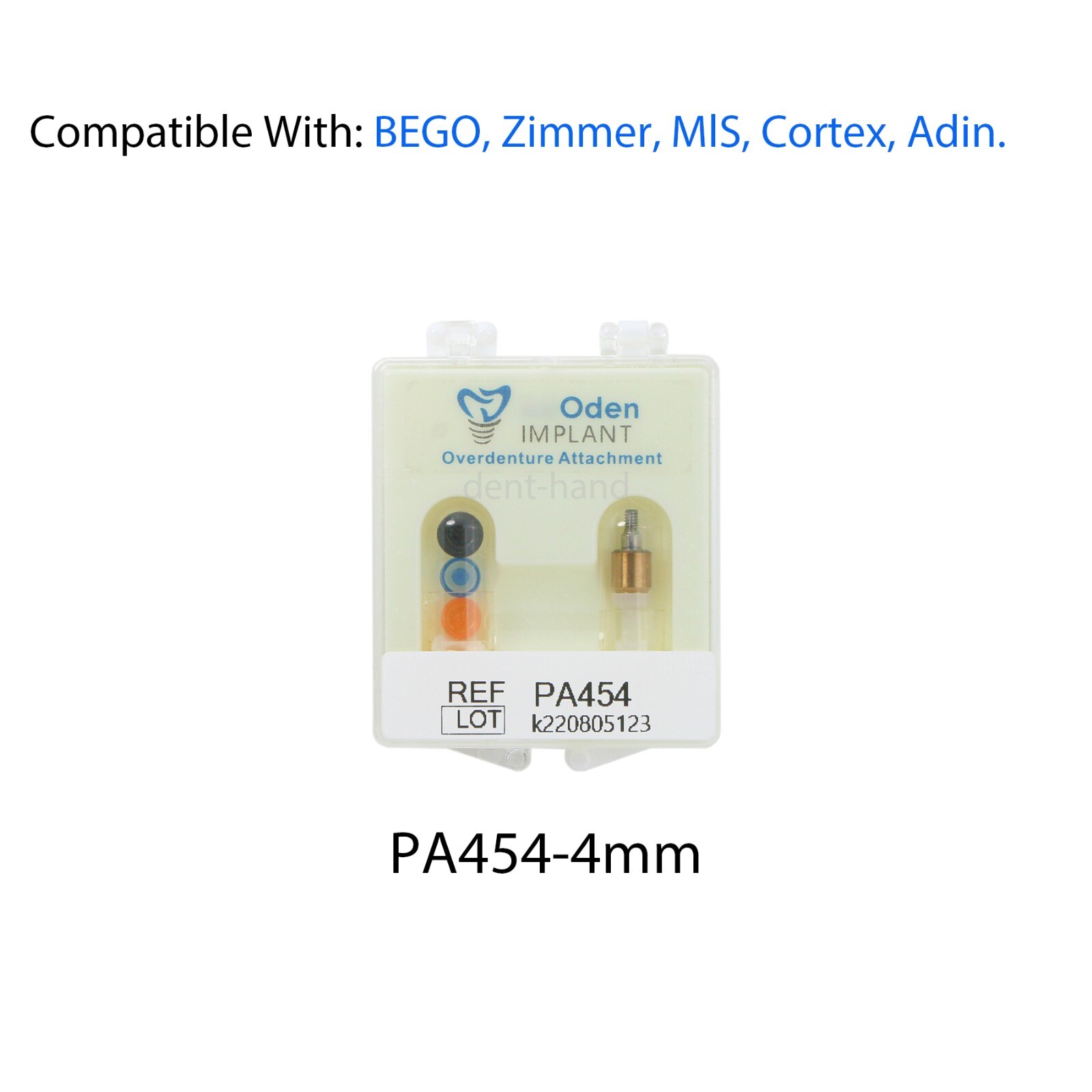 1PC Dental PAØ4.5mm Attachment Abutment 4mm&Overdenture Male Caps Kit for Zimmer