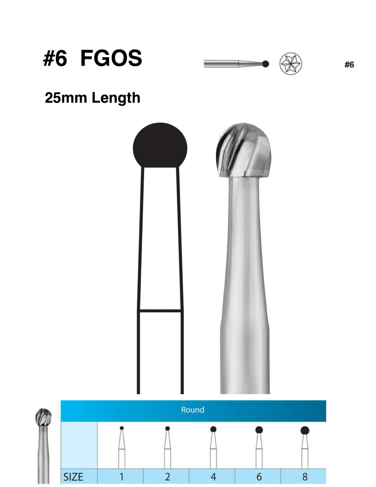 #6 FGOS Carbide Burs -New- Surgical Burs