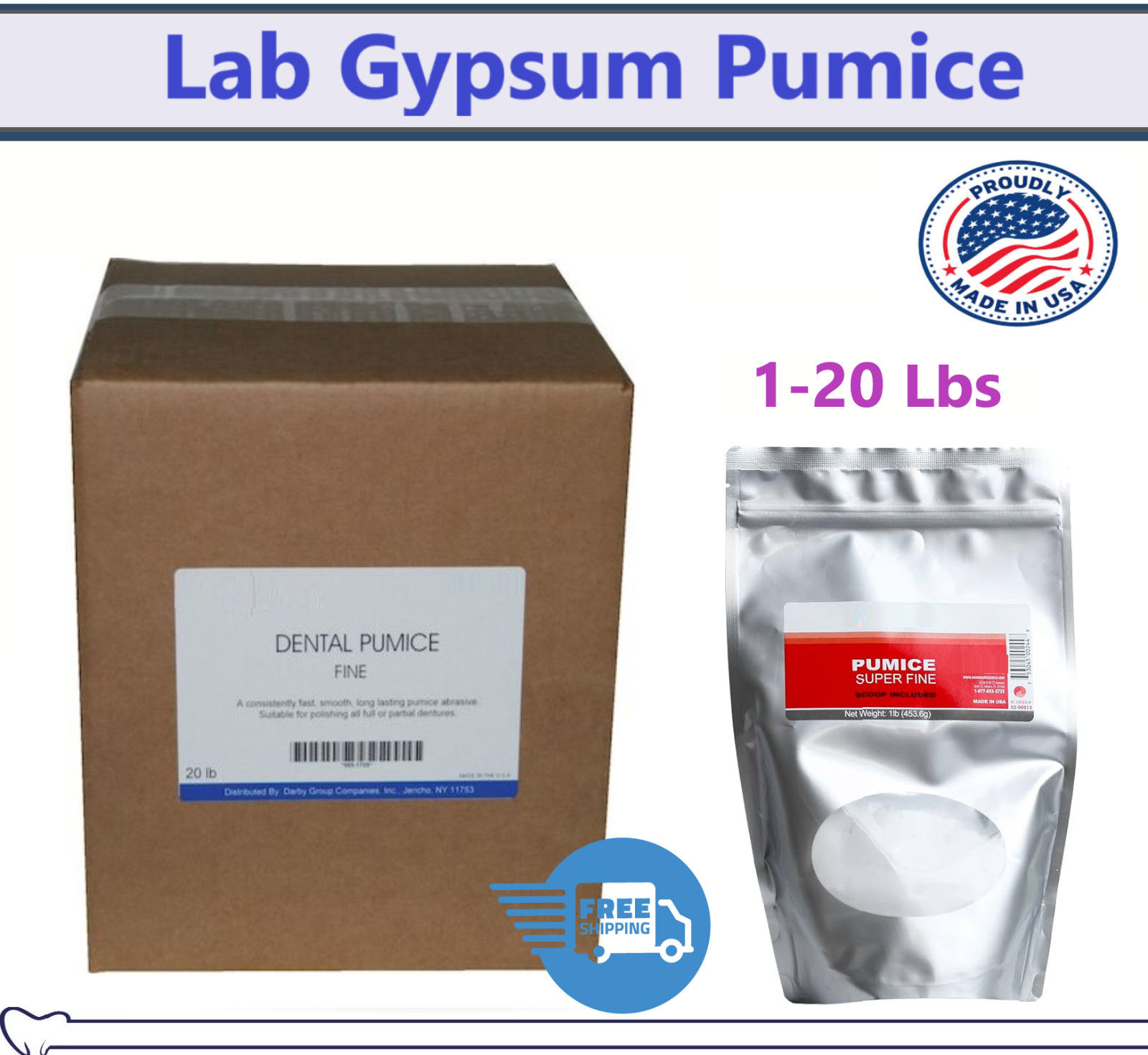 Pumice Powder Flour Medium Grit Dental Lab Scaling Polishing Prophy 1 Lb. -20 Lb
