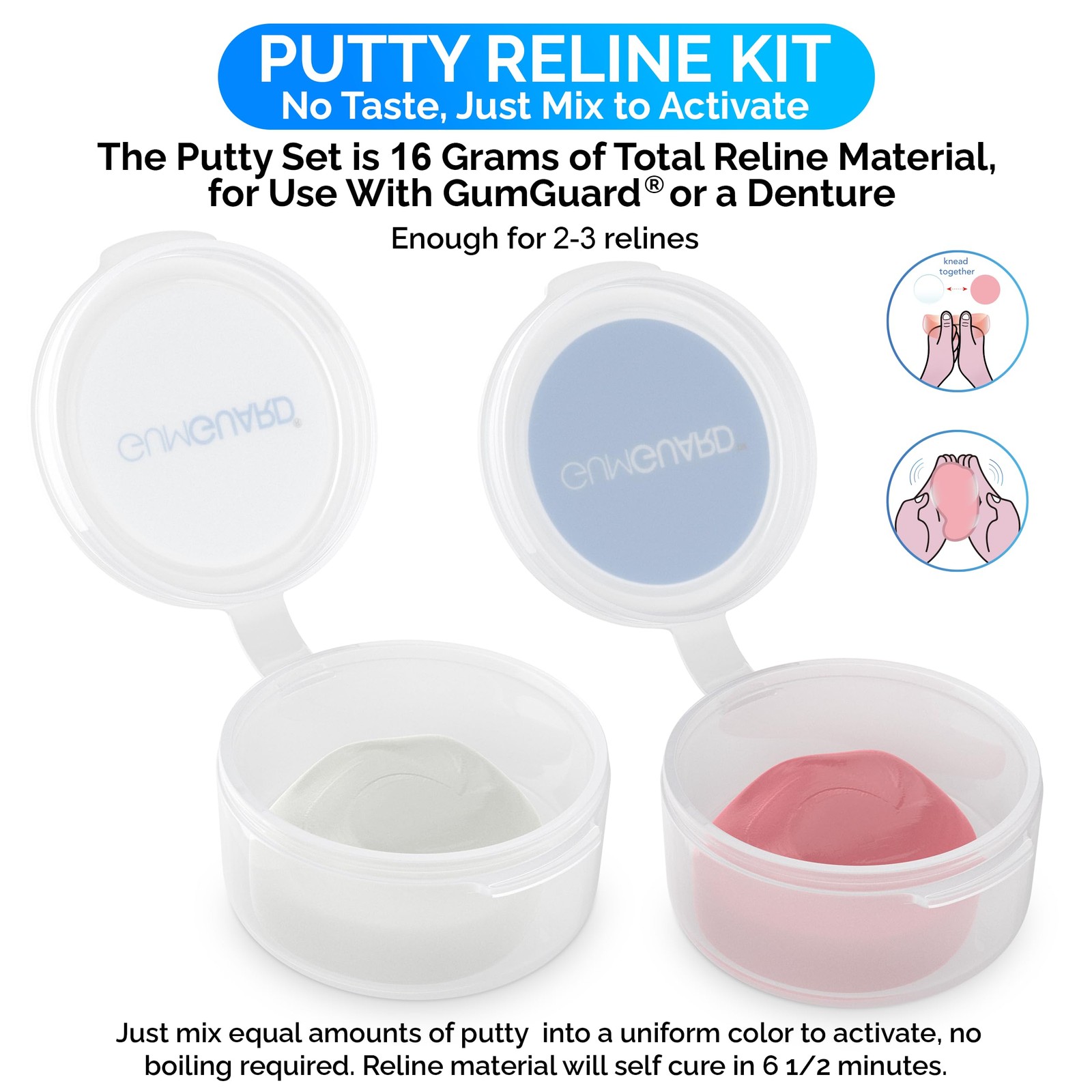 GumGuard Denture Putty Pack Reline Set – Versatile, Fast 2 Pack, clear