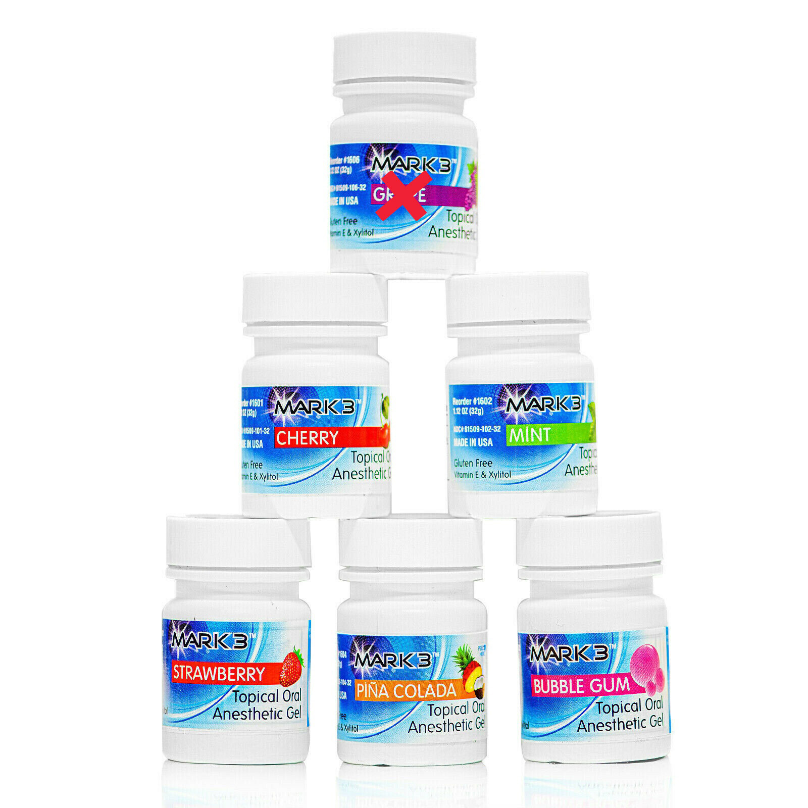 5 Bottles US MARK3 Dental Topical Anesthetic Gel 20nzocaine 1OZ Jar Exp.07/26