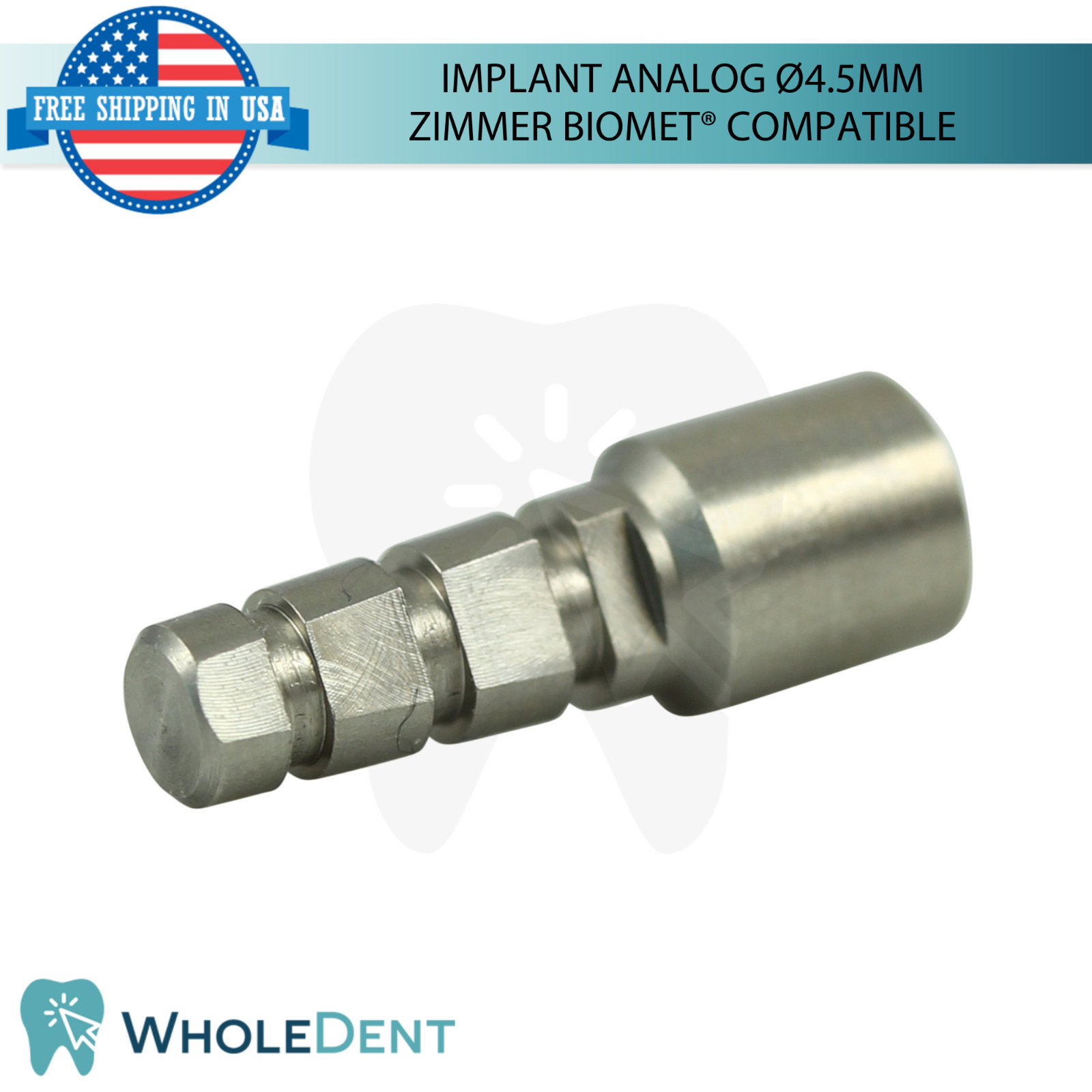 5x Dental Fixture Analog Ø4.5mm Zimmer Biomet® Compatible Int Hex 2.5mm