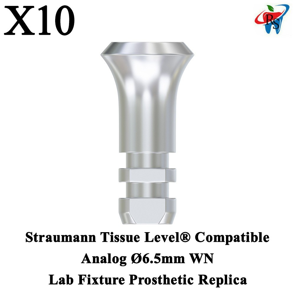 10x Straumann Tissue Level® Compatible Analog Ø6.5mm WN Lab Fixture Replica