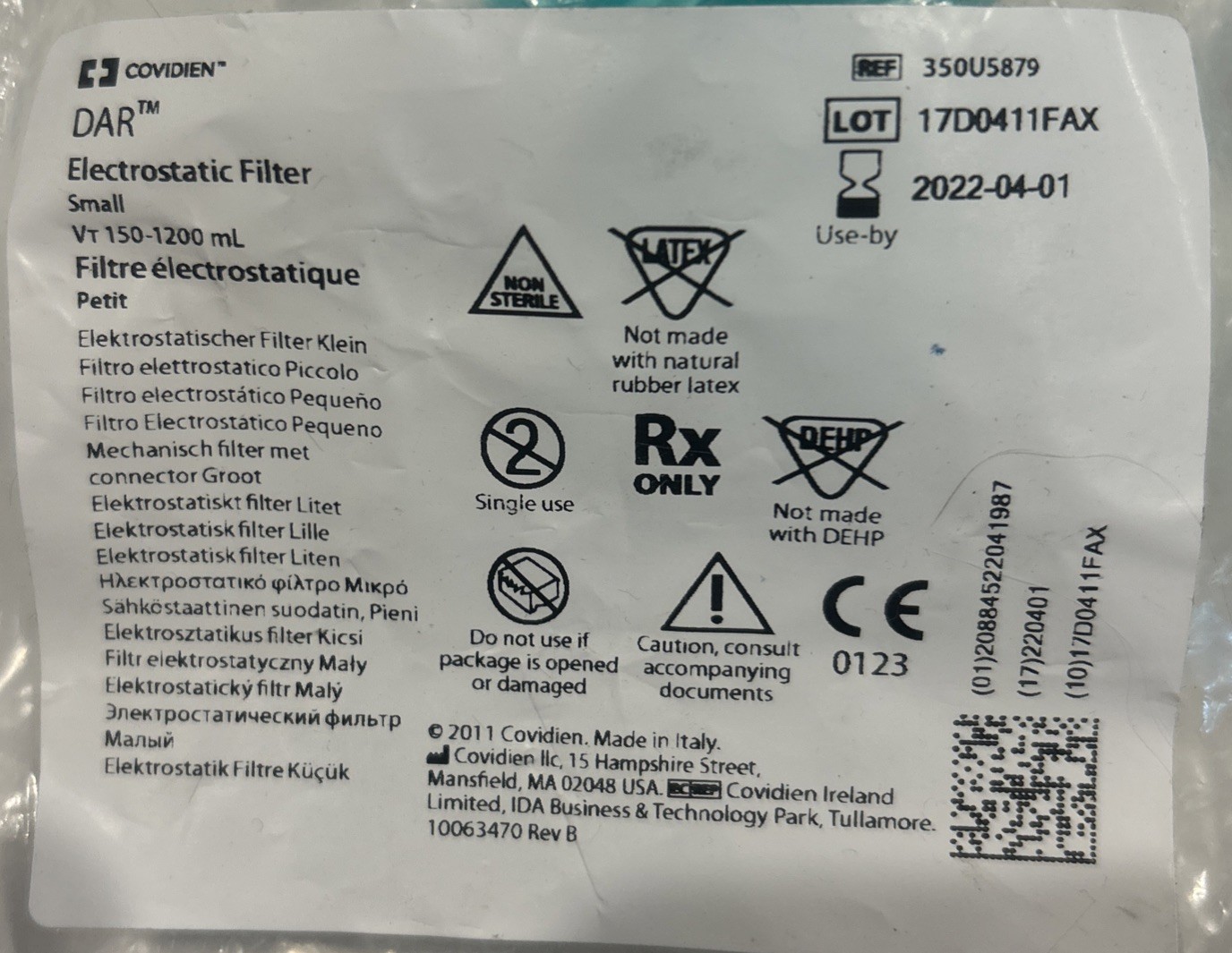 2x DAR – Electrostatic Filter. Small