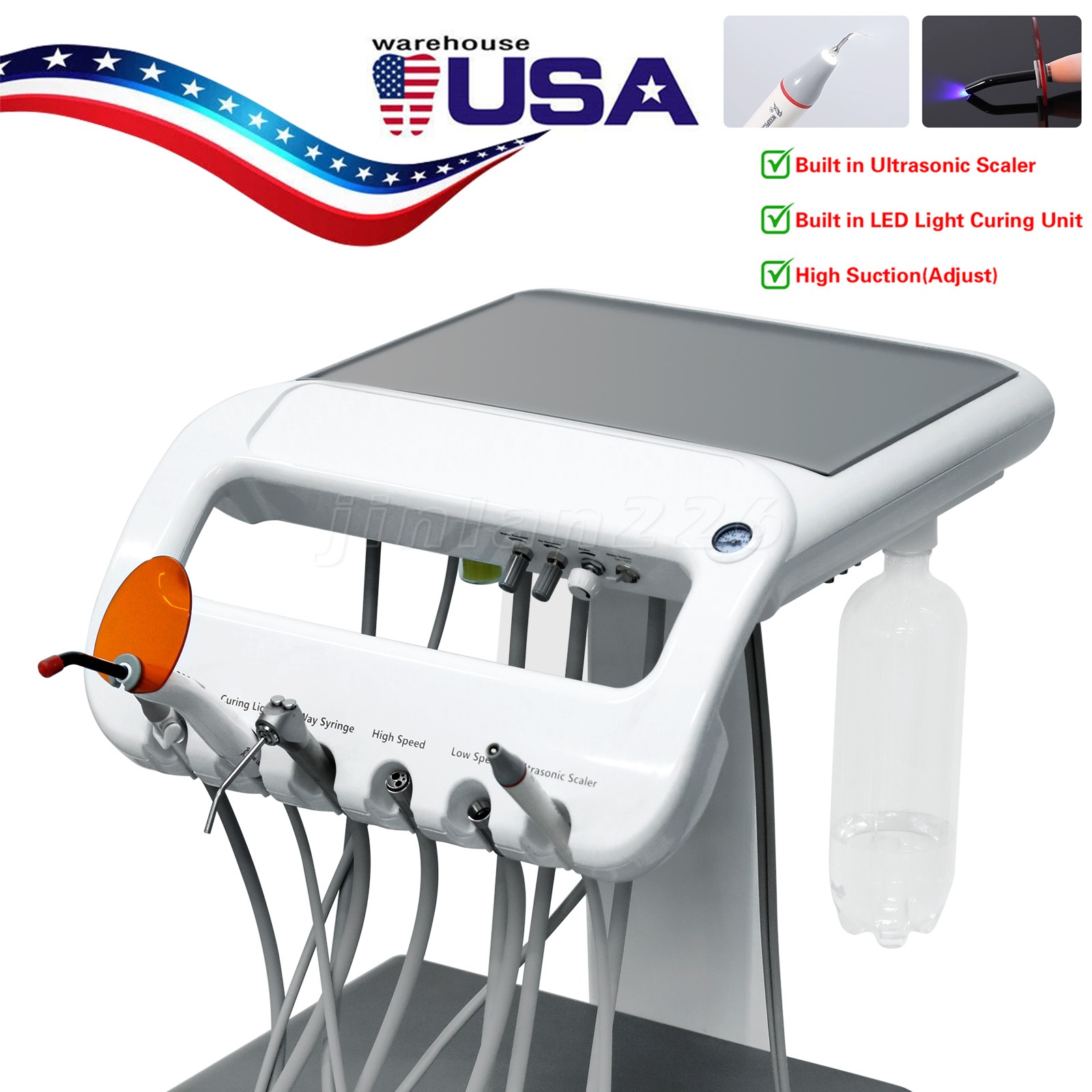 Portable Dental Delivery Unit With Air Compressor Strong Suction 4Hole