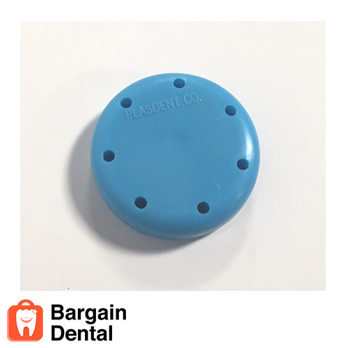 4X Neon Blue Round Magnetic Dental Bur Block Holder Station Plastic 7 Holes