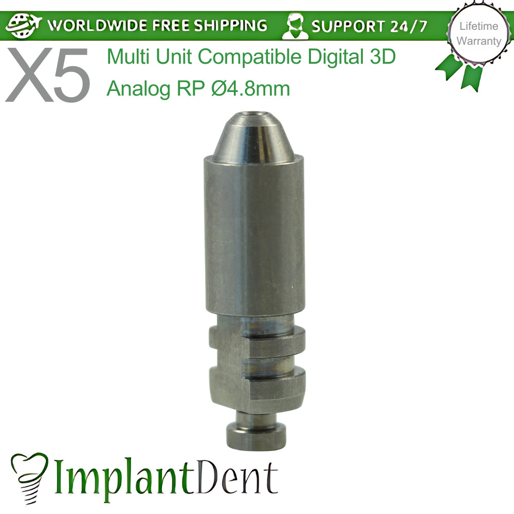 5x Multi Unit Compatible Digital 3D Analog RP Ø4.8mm Diameter Dentistry Tool