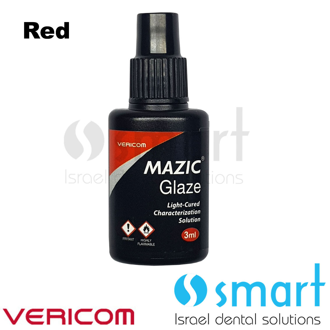 Dental lab acrylic composite LC shade color liquid 3ml Mazic Glaze Vericom Red