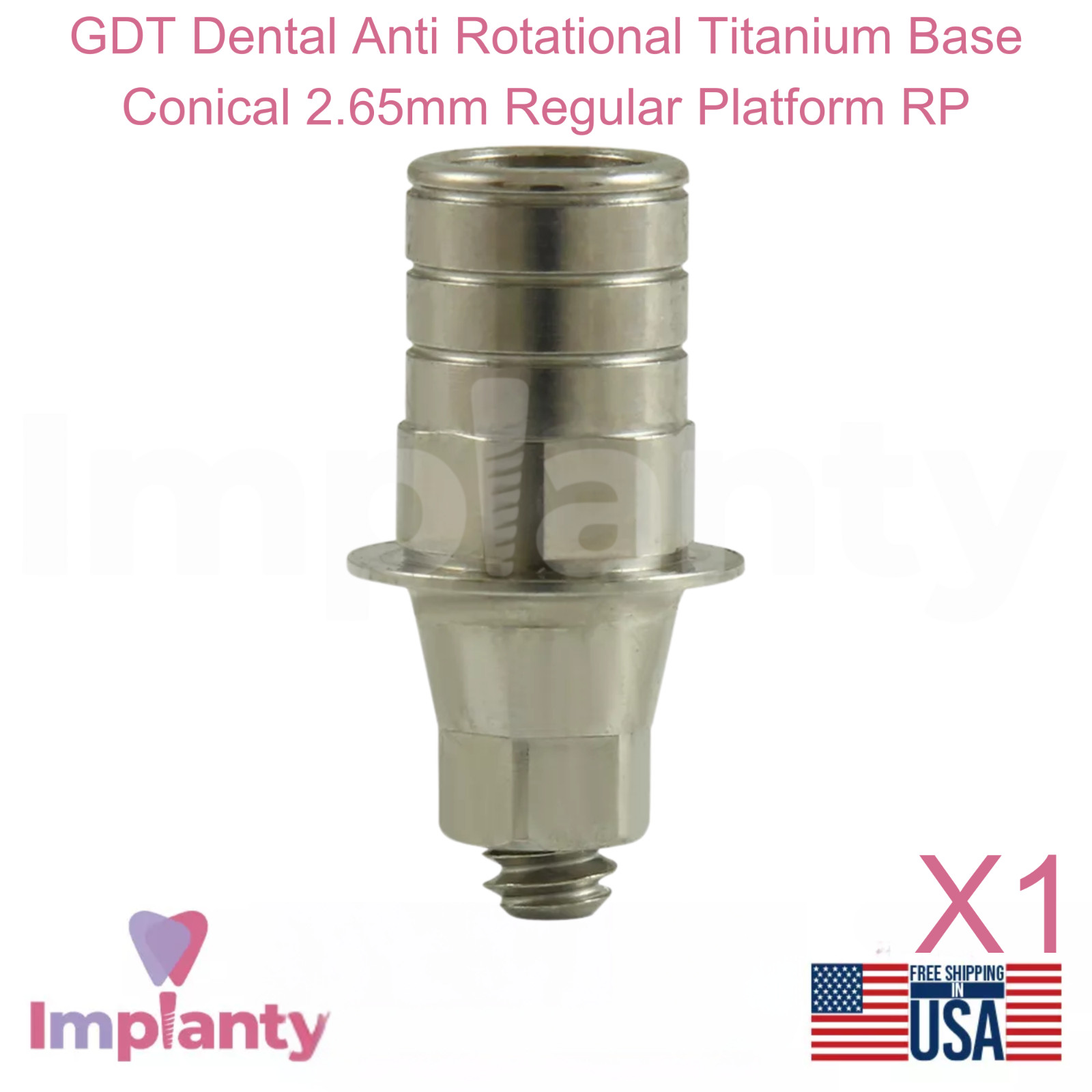 GDT Dental Anti Rotational Titanium Base Conical 2.65mm Regular Platform RP