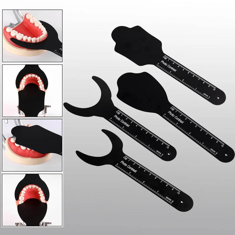 4Pcs/Set Dentist Dental Photo Contrast Black Background Board Autoclavable Denta