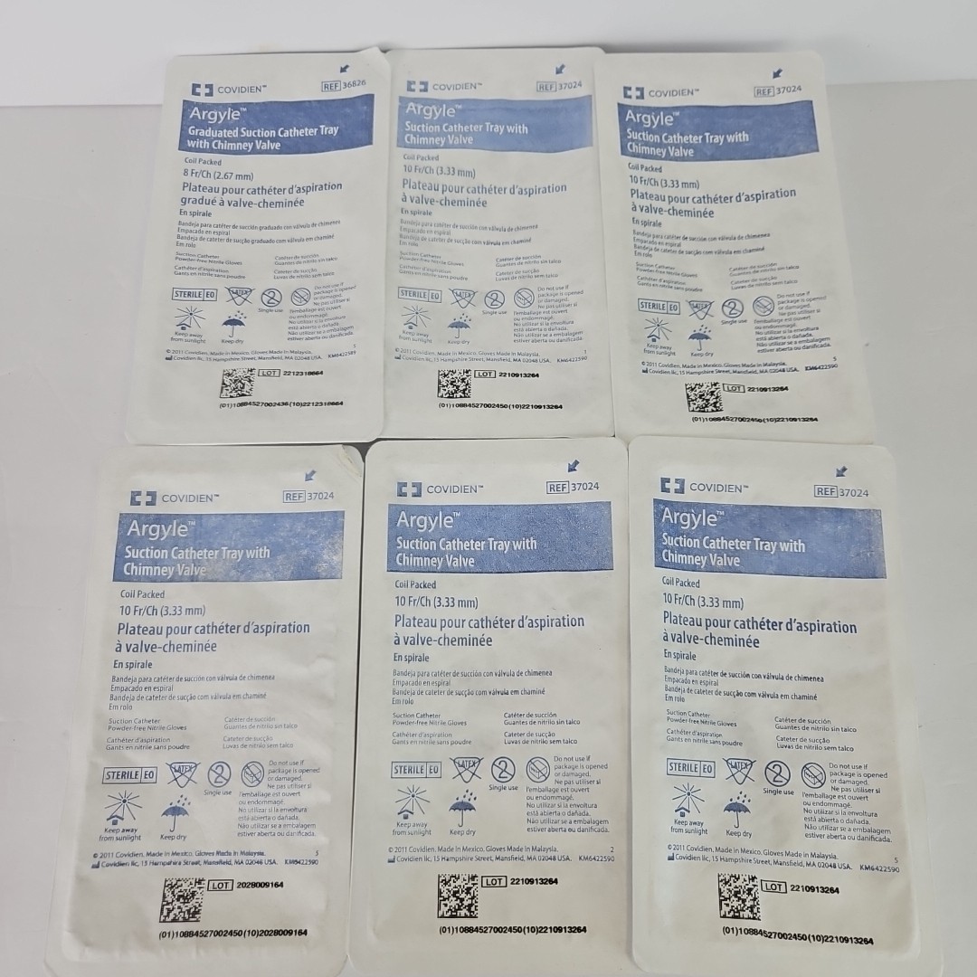 Argyle Covidien Suction Catheter Kit with Chimney Valve 3.33 mm 6 packs 37024