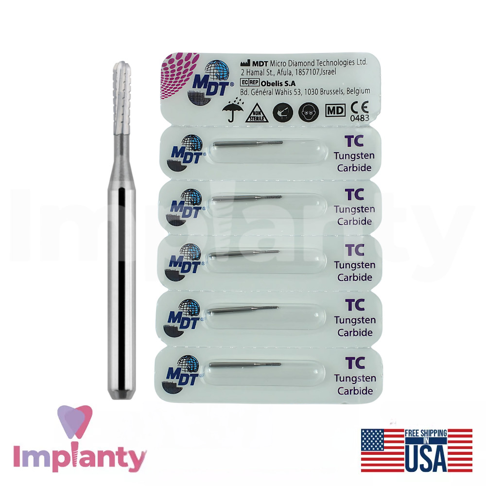 MDT Dental FG Carbide Domed Fissure Cross Cut Burs Contouring Tooth Surfaces