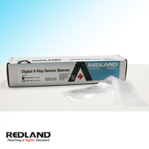 REDLAND Digital X-Ray Sensor Sleeves Size 8” x 1-5/8” Clear 500/Pack –