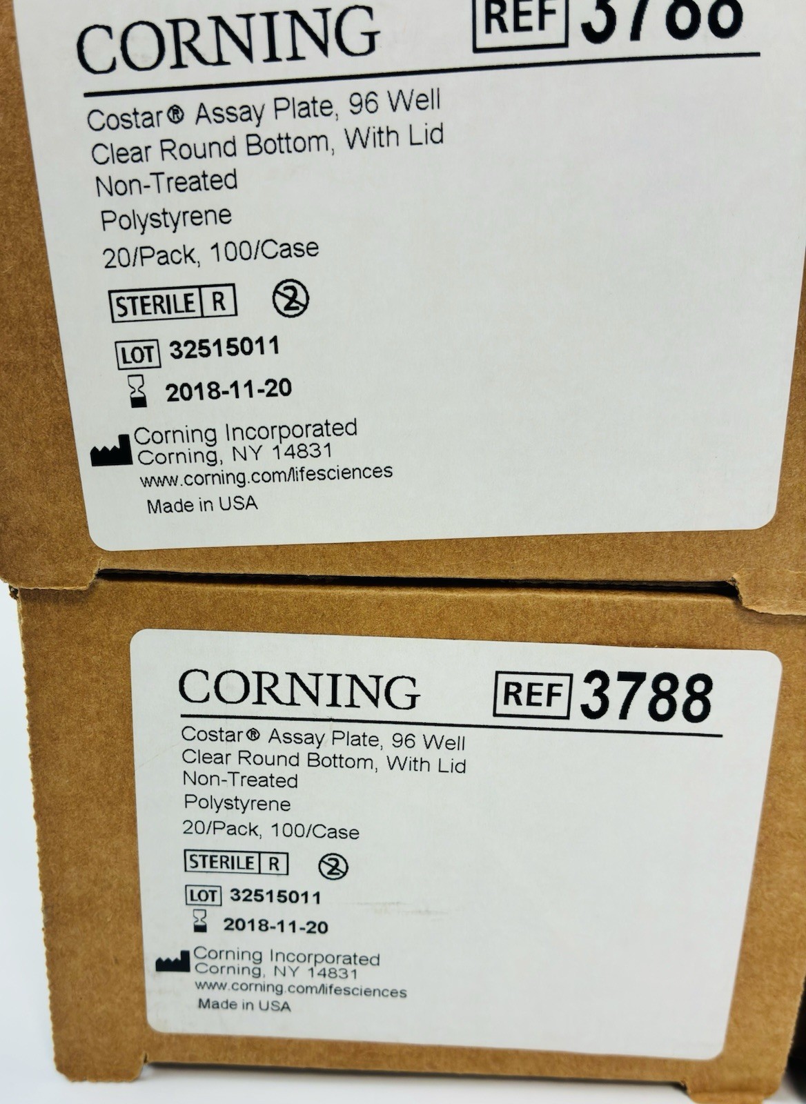 💥SEALED CORNING 3788 96-well Clear Round Bottom Polystyrene Microplate 4x Boxes