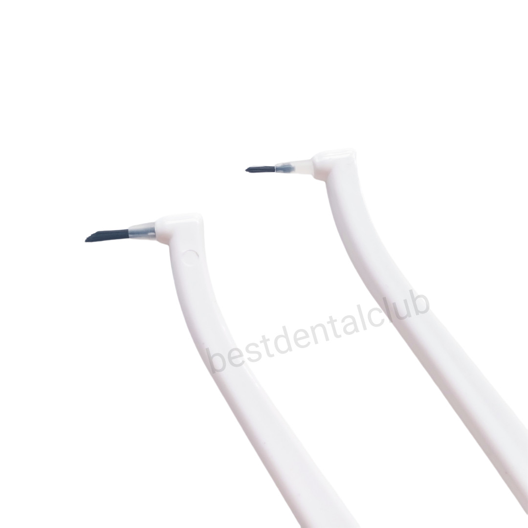 2Packs Dental Mini Brush Head Micro Black Brush Tip Bond Etch Applicator Handle