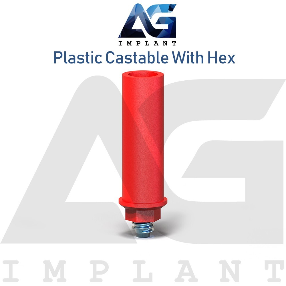 50 Plastic Castable Prosthetic With Hex Hexagon 2.42mm Dental Technicians