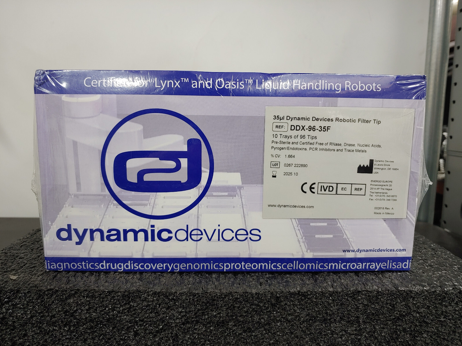DYNAMIC DEVICES DDX-96-35F 35μL Robotic Filter Tip 10 Trays of 96 Tips