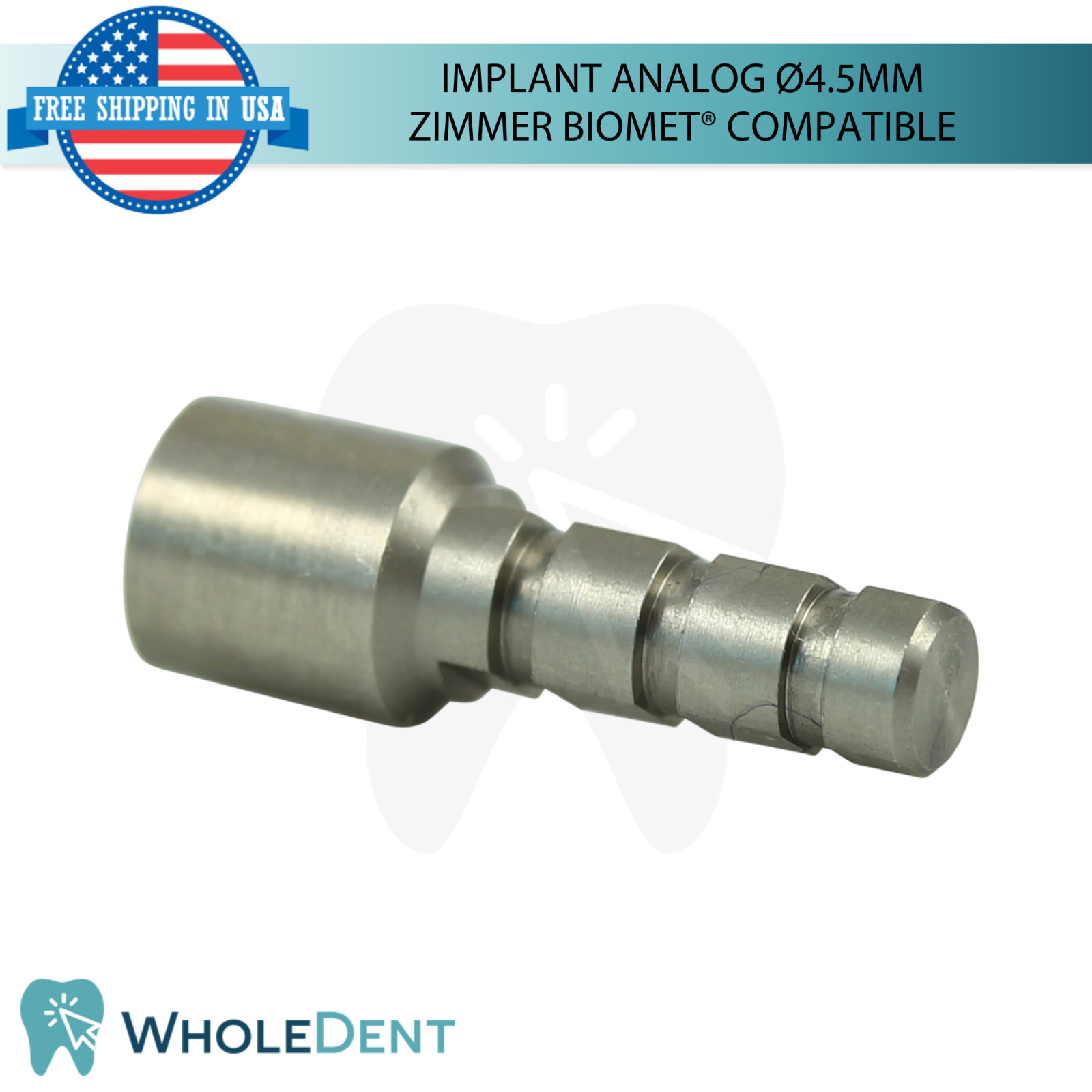 5x Dental Fixture Analog Ø4.5mm Zimmer Biomet® Compatible Int Hex 2.5mm