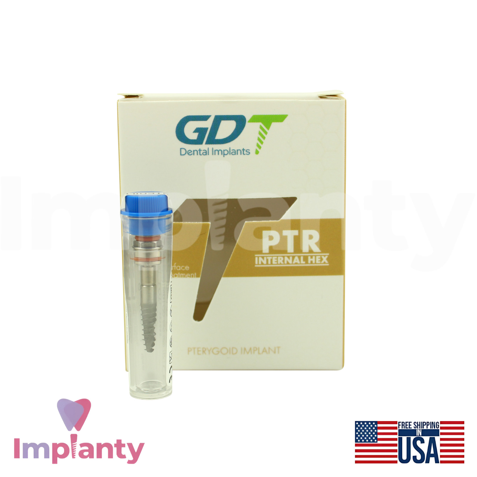 20x GDT PTR Ø4.2mm Diameter Dental Fixture Int Hex 2.42mm Connection RBM Surface