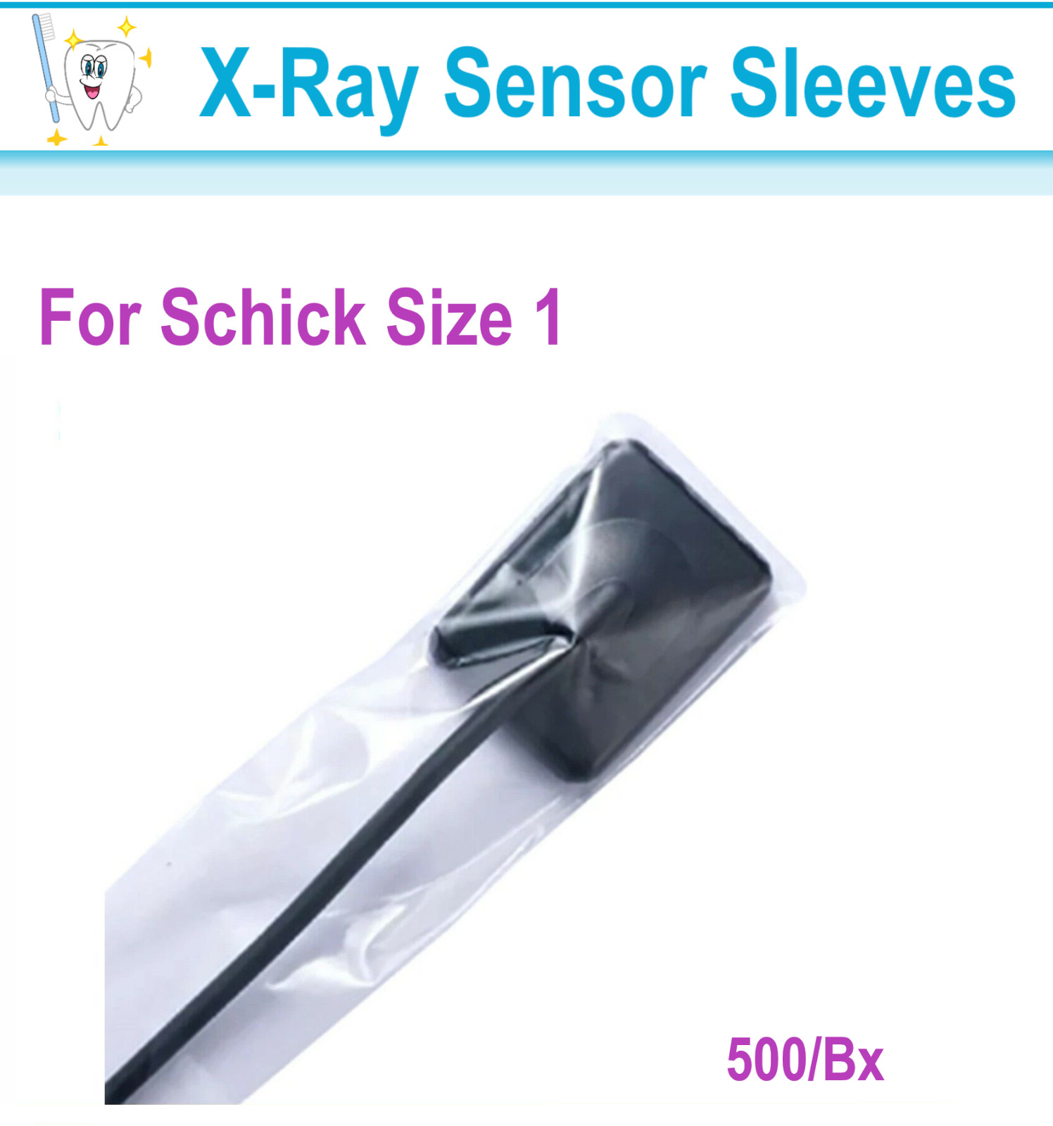 Dental Digital X-Ray Sensor Sleeves ( Schick Size 1 ) 20824, Schick, 500/ pcs