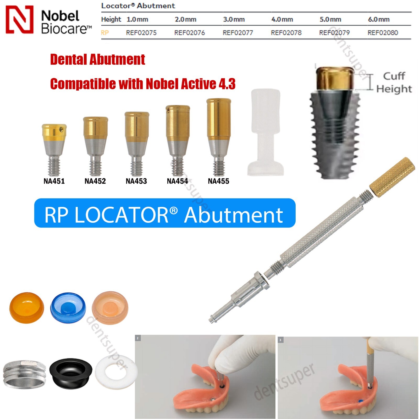 US Nobel Biocare Locator/Healing Abutment NP/RP Retention Caps Inserts Scanbody
