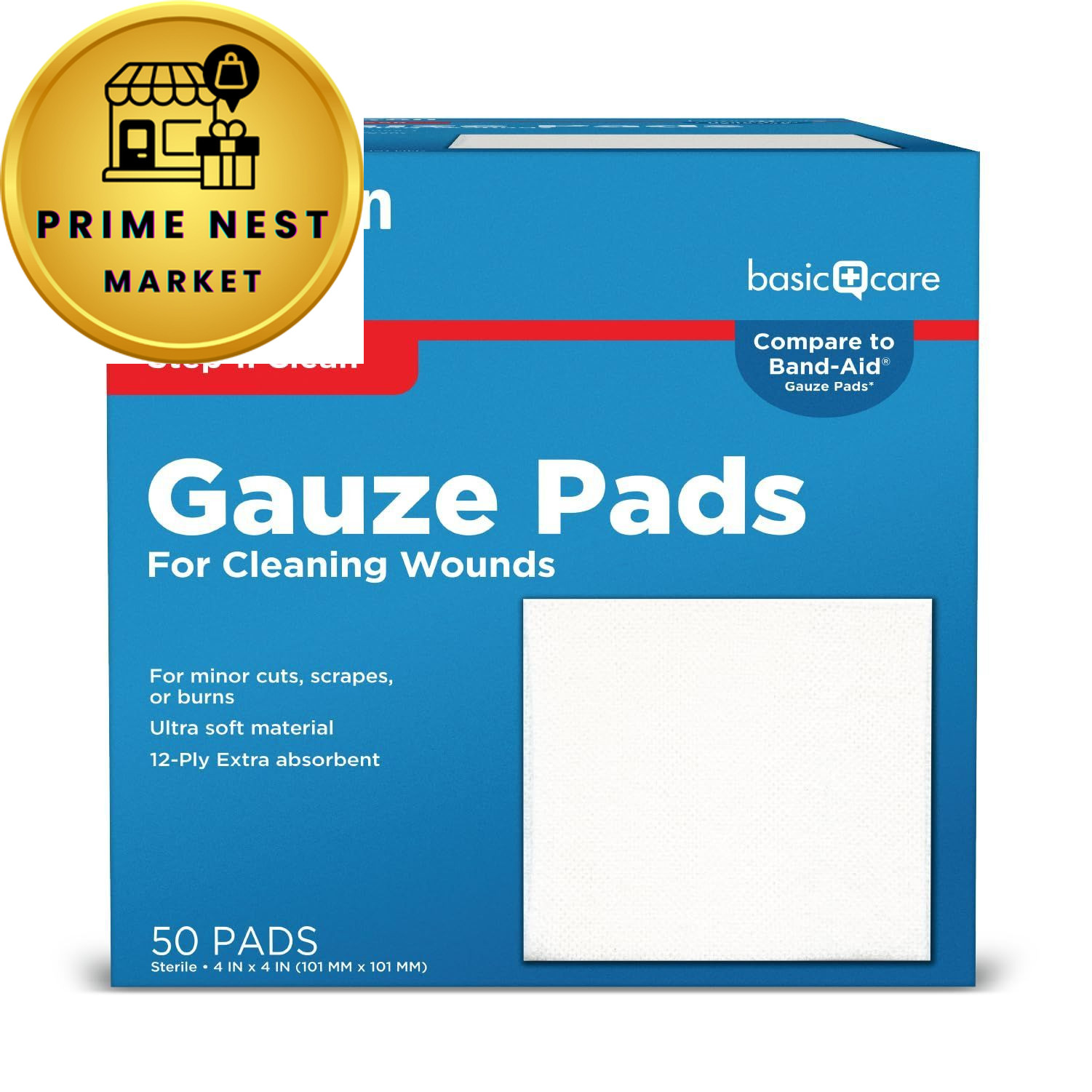 Amazon Basic Care Gauze Pads, 4×4″ Sterile 4×4 Inch (Pack of 1), White