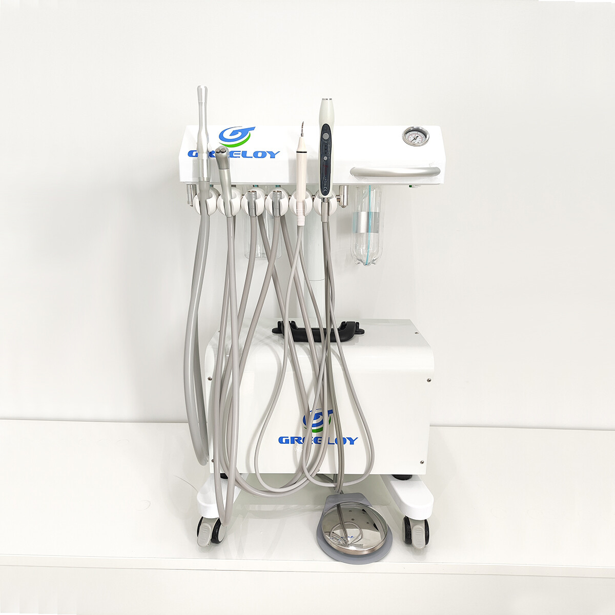 Mobile Dental Adjustable Treatment Unit GU-P302 4H+Dental Air Compressor GU-P300