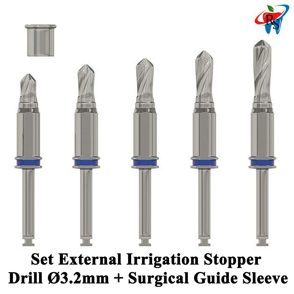 Dental External Irrigation Stopper Drill Ø3.2mm + Surg ical Guide Sleeve Set