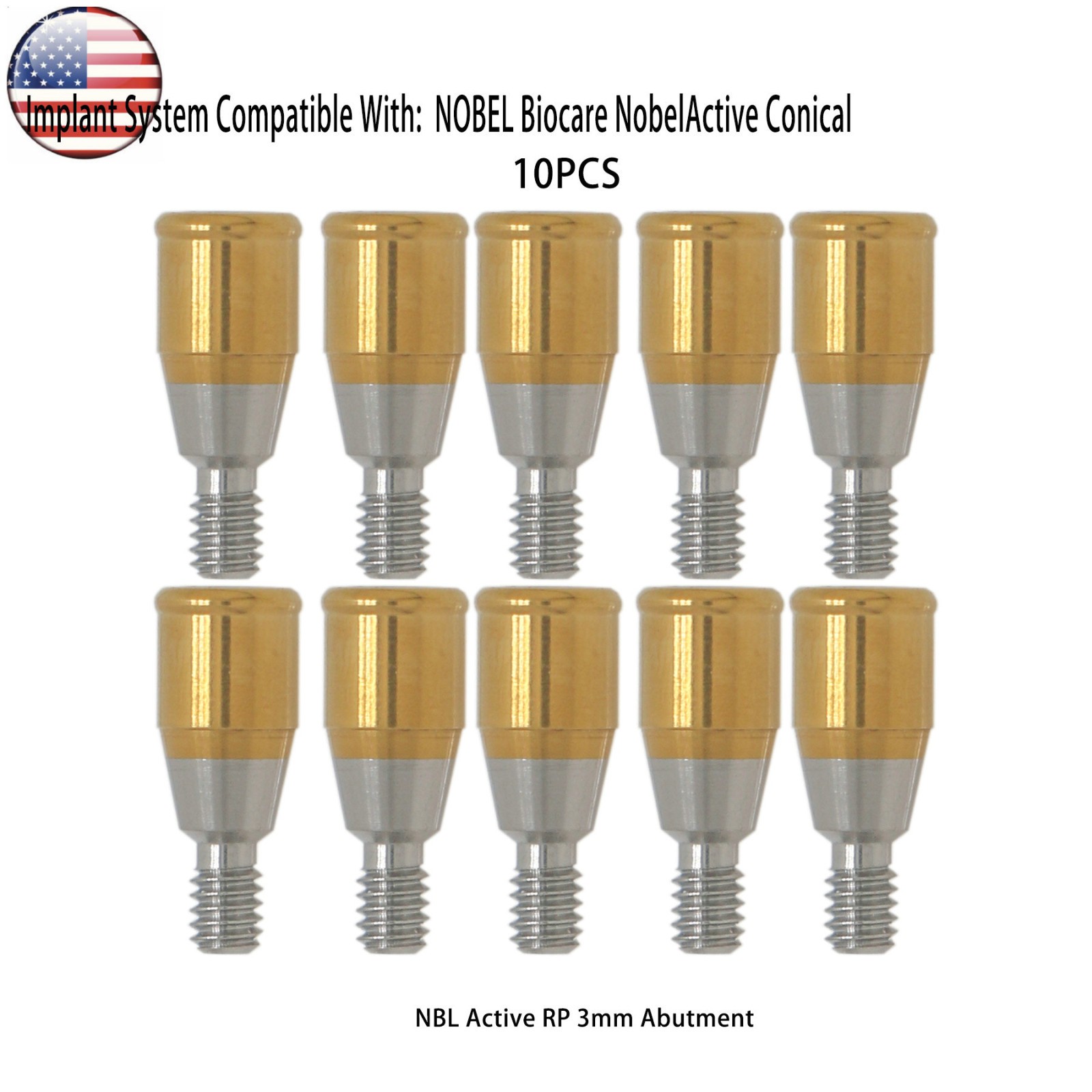 US Dental Locator Abutments for Nobel Active Conical RP NA451/2/3/4/5mm Height