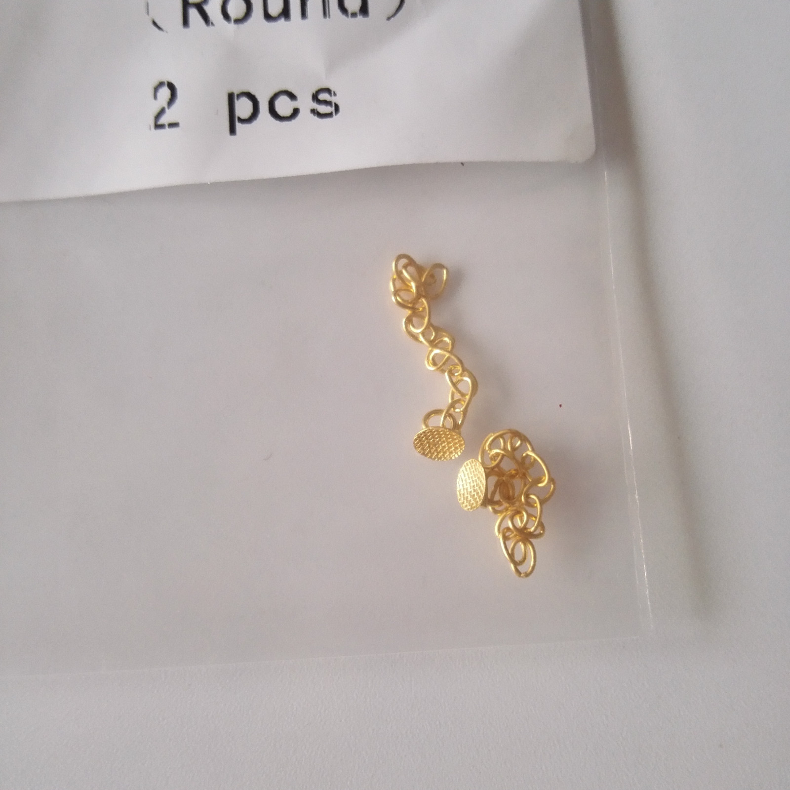1 Pack Dental Orthodontic Button Chain Gold Round 2Pcs/pack