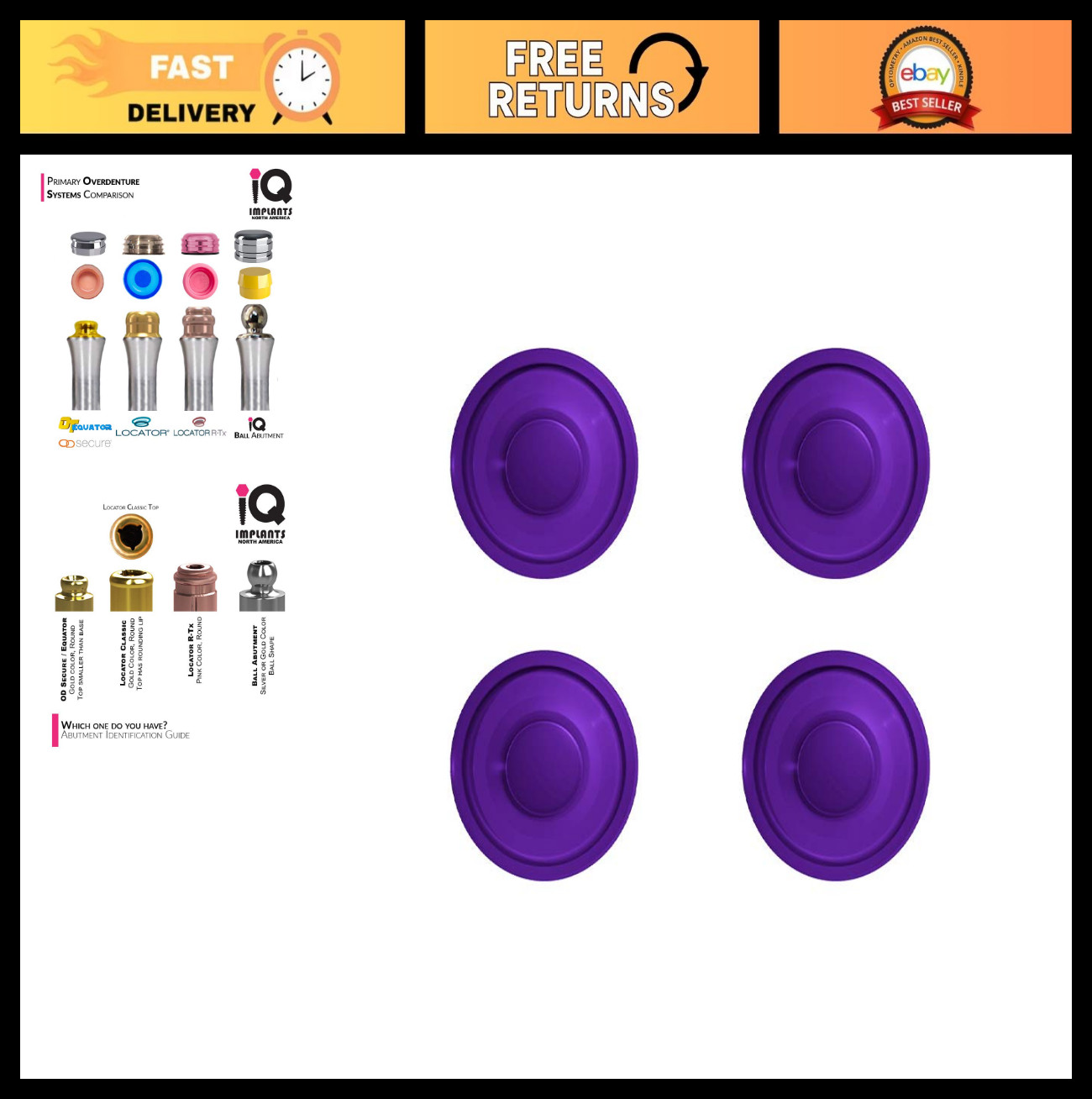 Replacement Male Inserts Caps – Standard Extra Strong, Purple, 8.0 lbs (4-Pack)